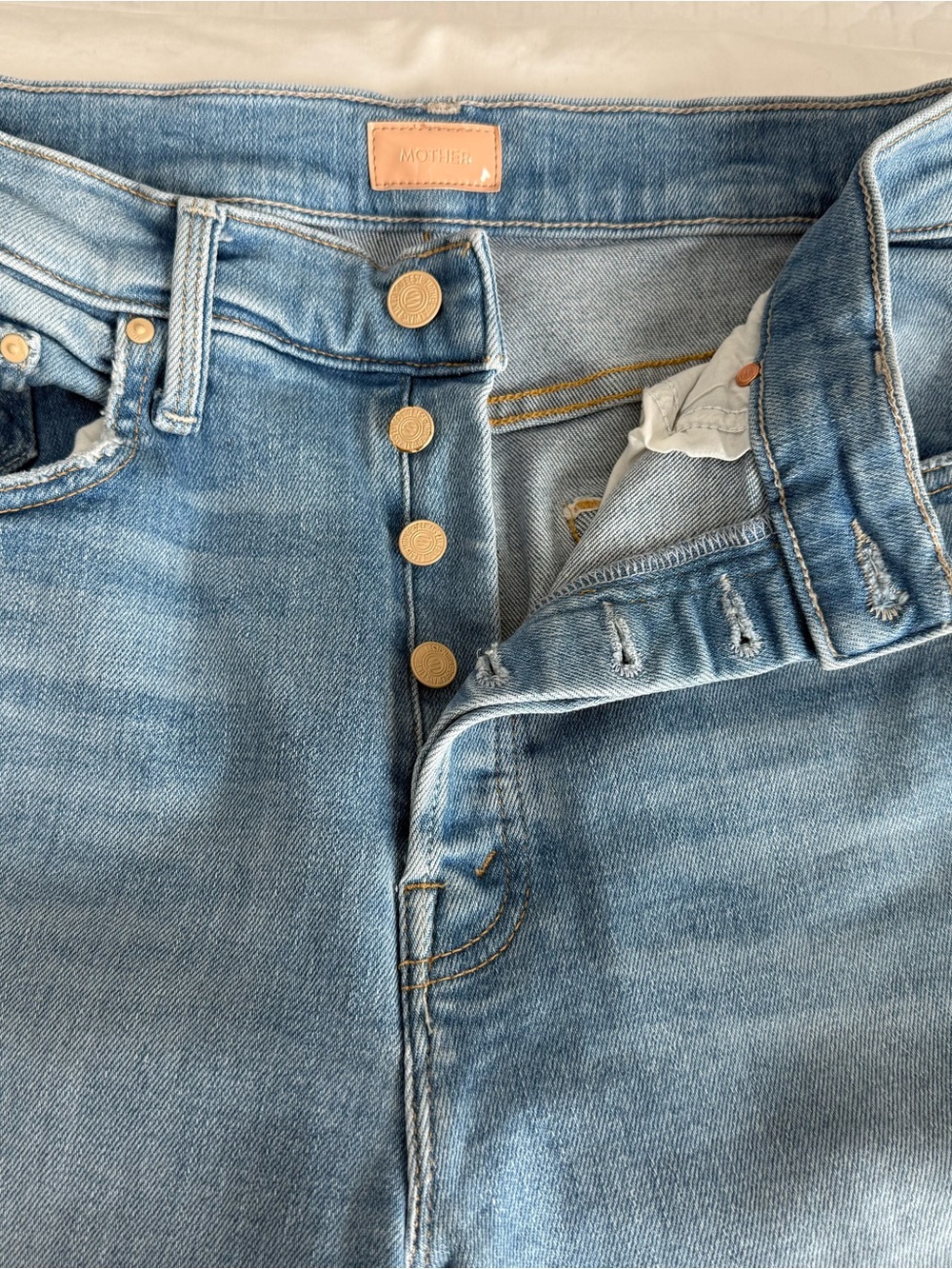 MOTHER Light Blue High-Rise Button-Fly Jeans